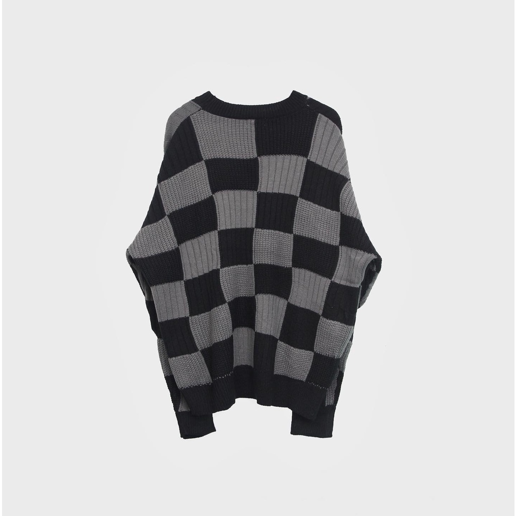 Áo len unisex vintage caro form oversize dropshoulder