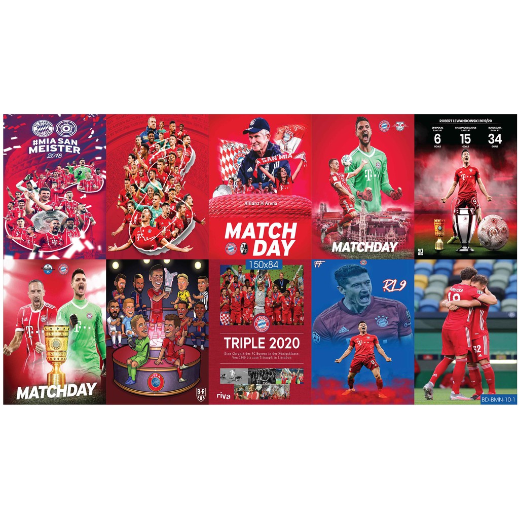Combo Set 10 tờ Decal dán tường đội bóng Bayern Munich
