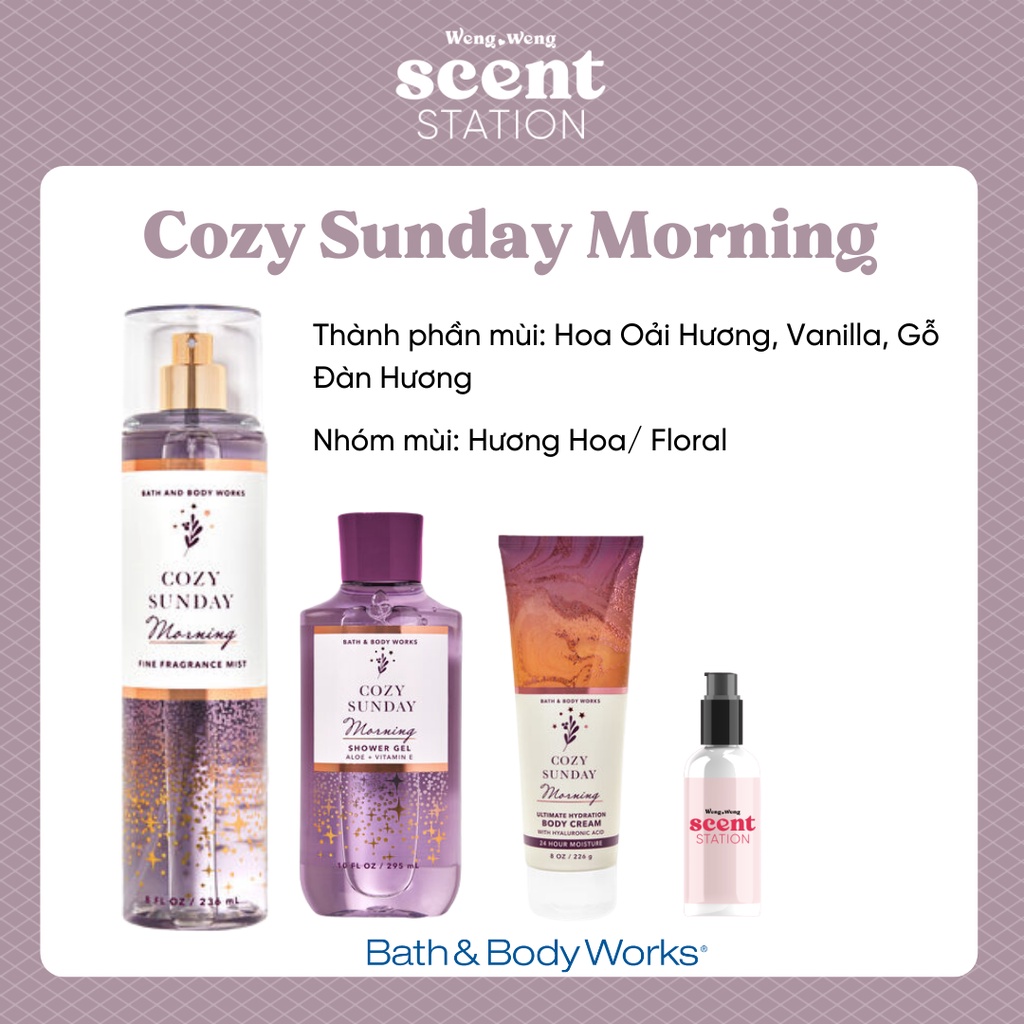 Bộ Sản Phẩm Chăm Sóc Cơ Thể Toàn Diện BBW mùi Cozy Sunday Morning