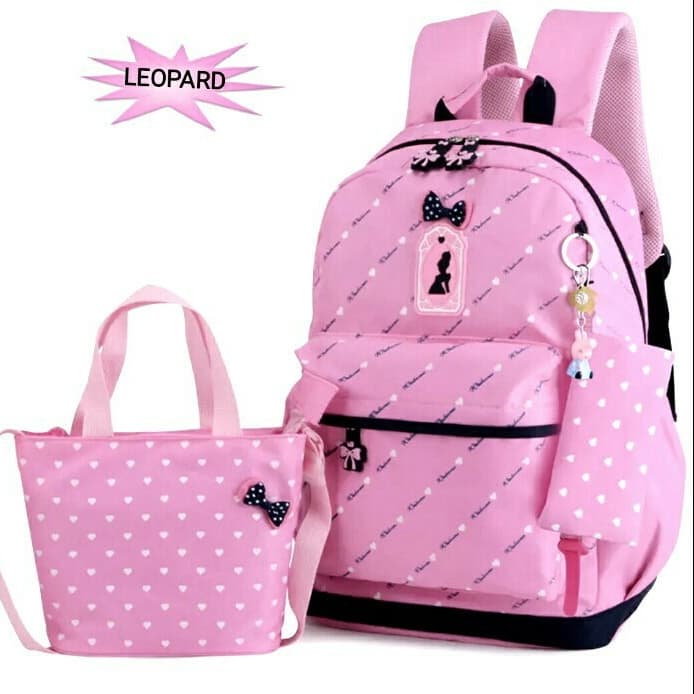 Ba lô đi học 3 trong 1 POLKADOT STRIP SET cho nữ - màu tím