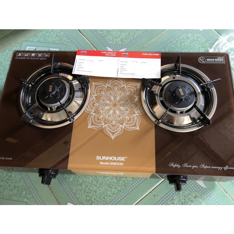 bếp gas shunhouse mặt kính 3336