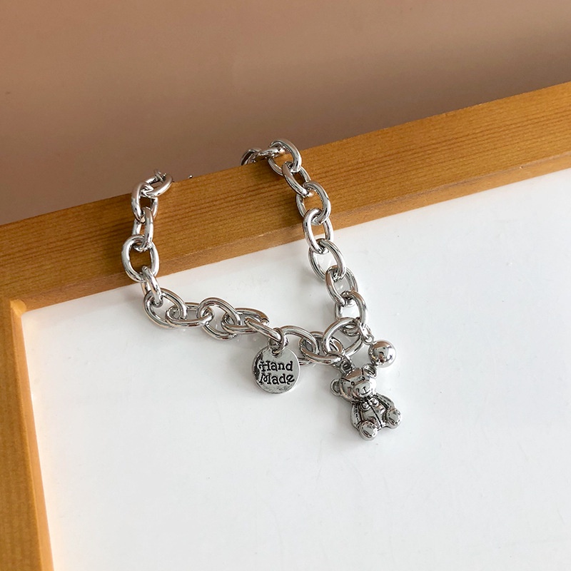 Vòng Tay Unique Bear Pendant Bracelet Personality Silver Link Chain Bracelet Women Party Jewelry Vintage Gift | BigBuy360 - bigbuy360.vn