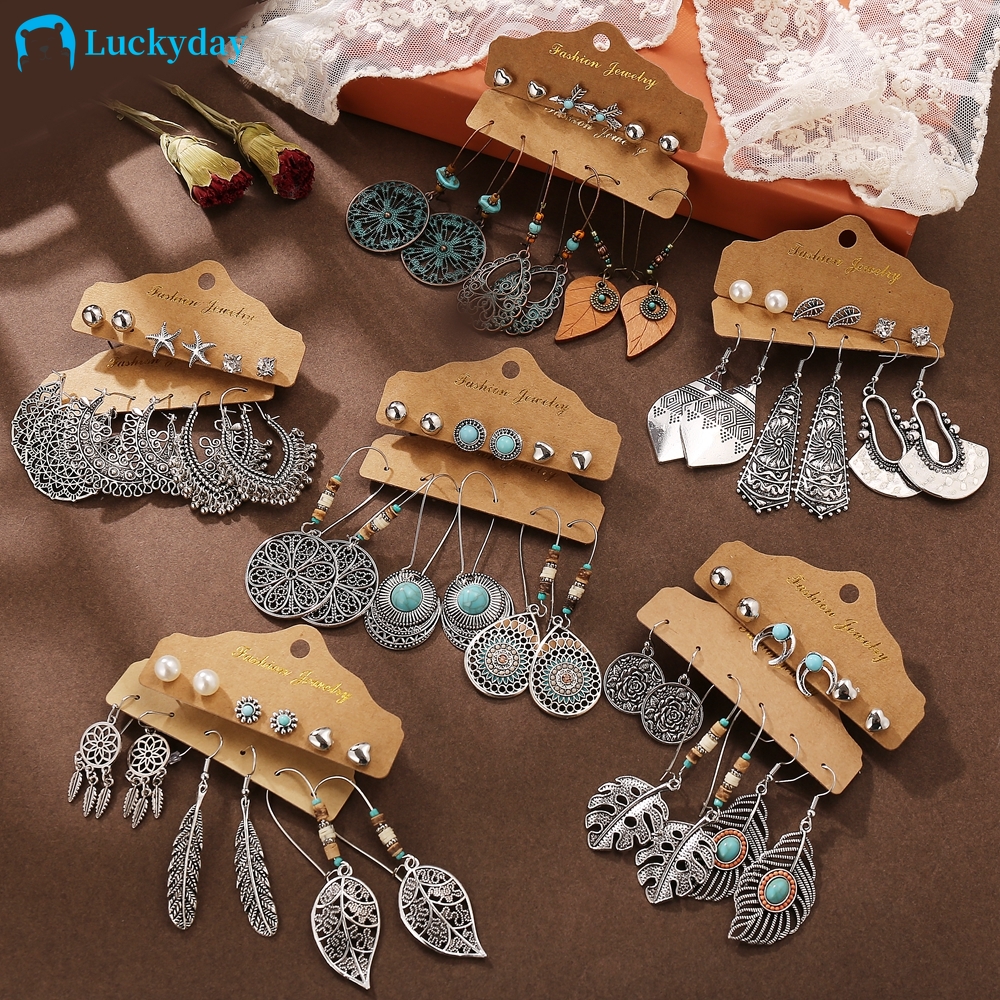 Set 6 Cặp Hoa Tai Phong Cách Bohemian Thời Trang Dành Cho Nữ