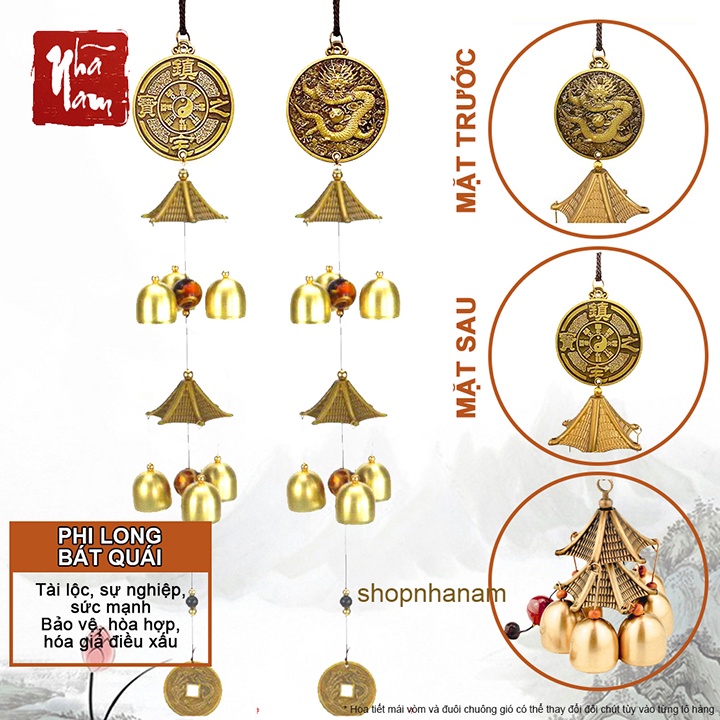 Chuông gió phong thủy 2 tầng - 6 quả, chuông phong thủy trang trí nhà cửa