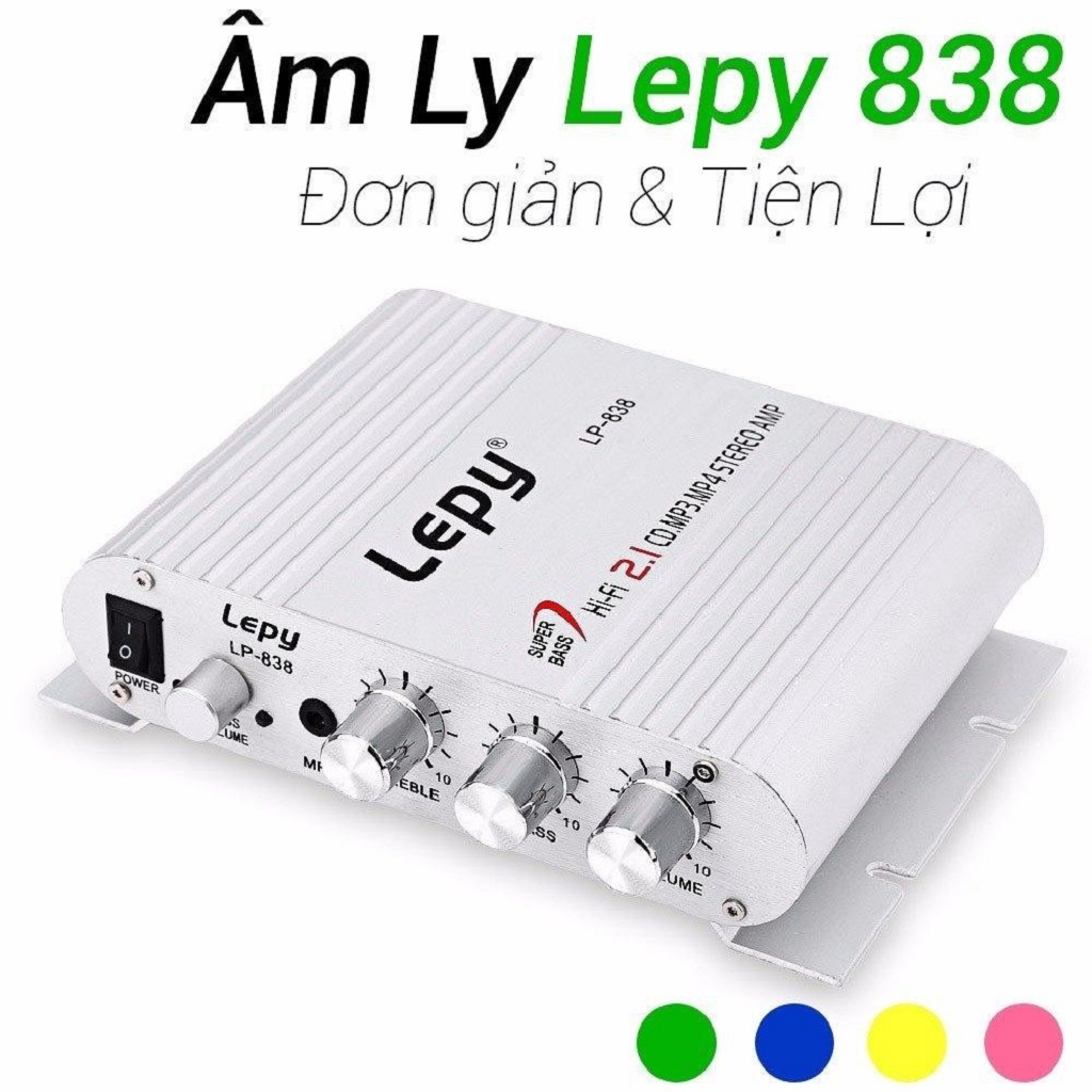 Ampli Mini Lepy Lp-838 Hi-Fi 2.1 bộ khuếch đại âm thanh nguồn 12V tương tích với nhiều loại loa