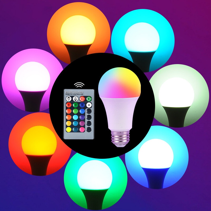 Bóng Đèn LED E27 Bằng Nhôm Nhiều Màu Sắc Điều Khiển Từ Xa