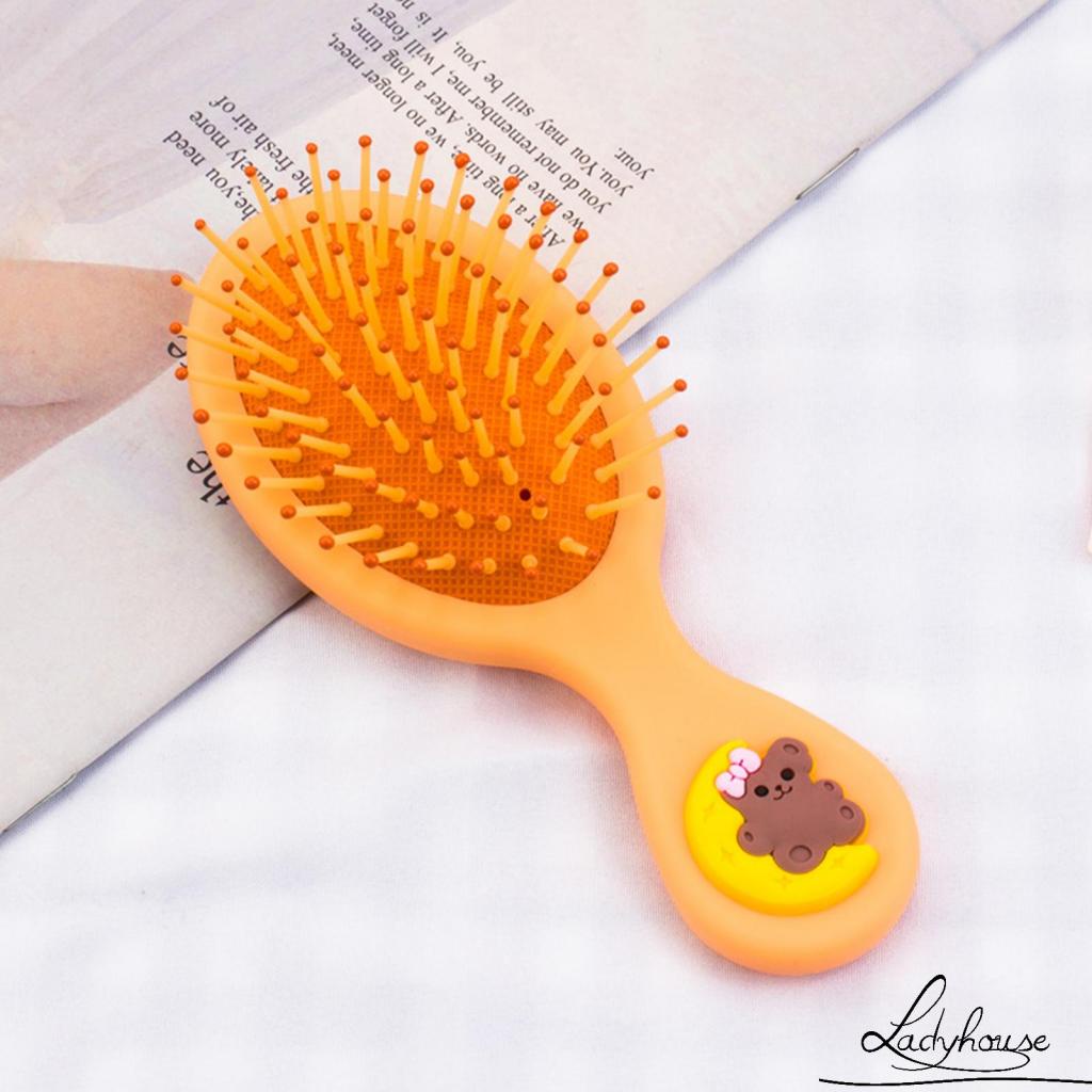 [Hàng mới về] Lược chải tóc túi khí mini bằng nhựa màu cầu vồng hình hoạt hình dễ thương cho nữ