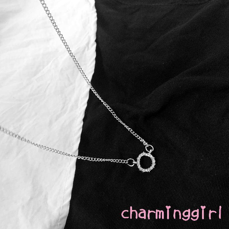 Vòng cổ mặt hình tròn đính đá thời trang phong cách cho nữ