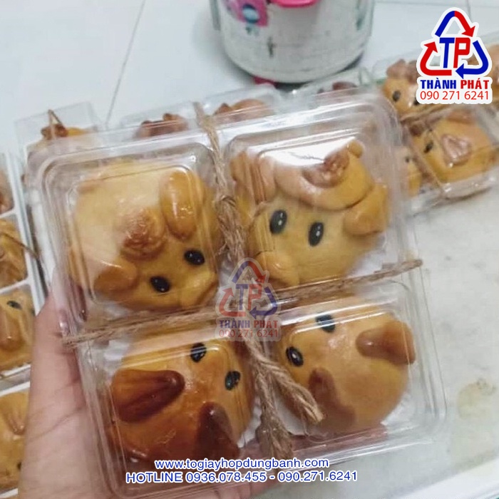 100 Hộp 4 ngăn đựng bánh H161 đựng bánh trung thu, su singapore , tart trứng