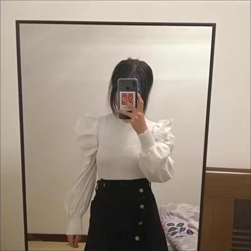 A7 Áo Len Tăm Tay Bồng Sơ Mi Có Hai Màu Thu Đông | BigBuy360 - bigbuy360.vn