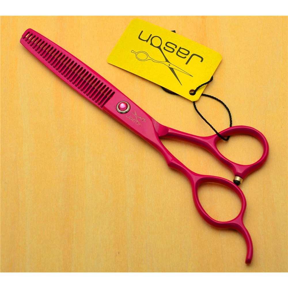 Kéo Cắt Tóc JASON/JASON 5.5 inch 6.0 inch Răng Trái Phẳng Màu Hồng