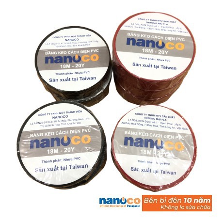 băng dính điện / Freeship từ 150k/ Băng keo cách điện PVC NANOCO 18M-20Y nhiều màu