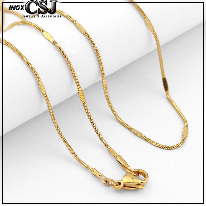 DÂY CHUYỀN NỮ INOX MẠ VÀNG KIỂU MÌ DẸP CÁCH ĐIỆU D017