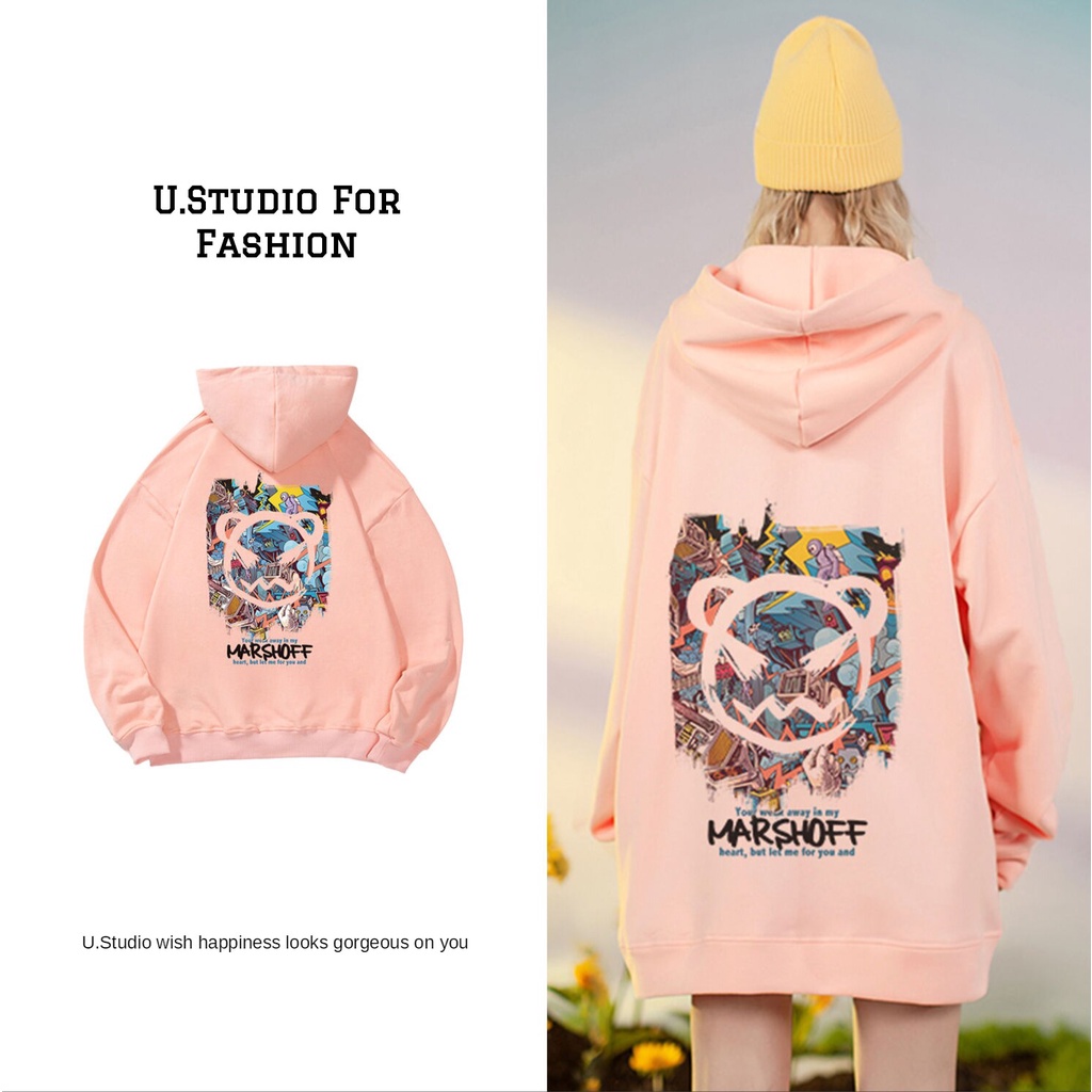High Quality Hoodie Korean Style New Super Fire Bf Tide Brand Sweater Printed Loose Cartoon Korean Style Hooded Casual All-match Top