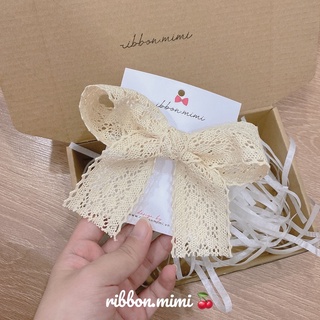 [ Hàng Thiết Kế ] Kẹp Tóc Nơ Ren Handmade Họa Tiết Hoa Trắng / Kem Cao Cấp Ribbon.mimi Lace cột / kẹp