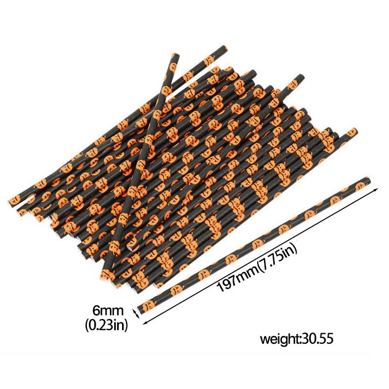 25 Ống hút giấy HOUSEEKER dùng một lần họa tiết Halloween độc đáo