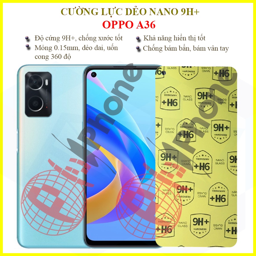 Dán cường lực dẻo nano trong hoặc nhám cho Oppo A36