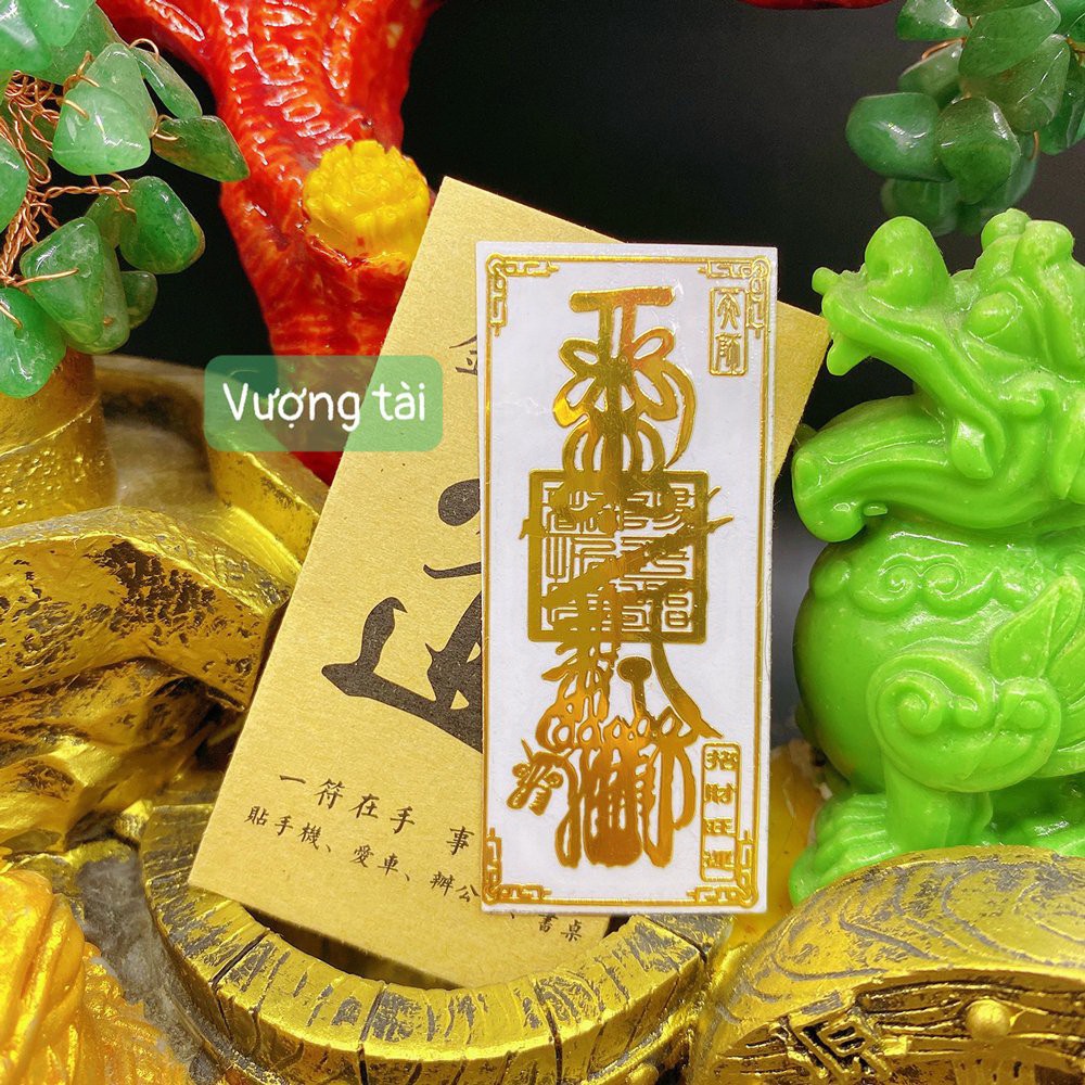 Miếng dán điện thoại tài lộc NGŨ QUÝ VƯỢNG TÀI phong thủy may mắn, tài lộc dán điện thoại đẹp lung linh
