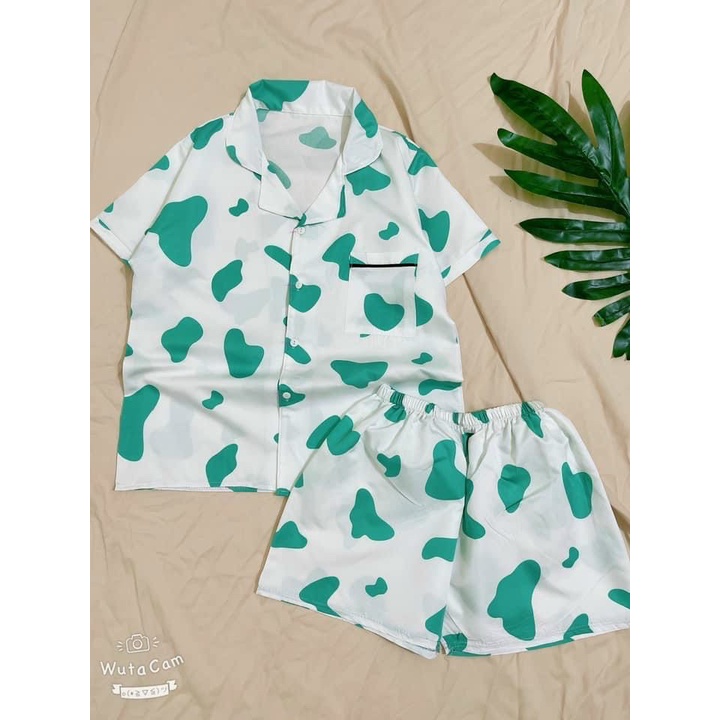 [ BÁN SỈ ]bộ ngủ đùi pijama Top siêu cute đáng yêu- bộ bò