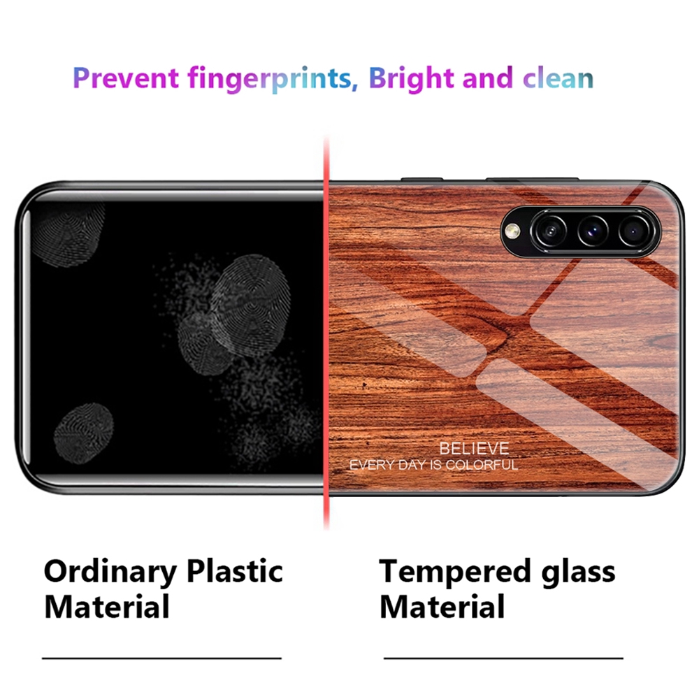 Ốp Điện Thoại Mặt Kính Cường Lực Vân Gỗ Cho Samsung Galaxy A10 A20 A40 A30s A50s