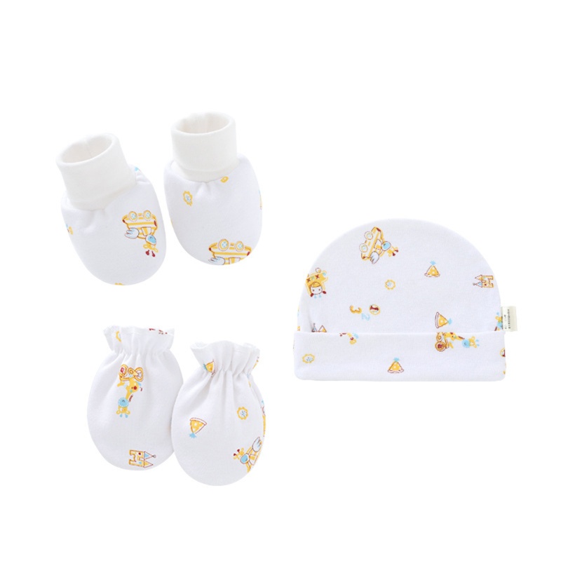 Bộ 3 Đôi Găng Tay Cotton Mềm Mại Chống Trầy Xước Thoải Mái Cho Bé 0-3 Tháng Tuổi