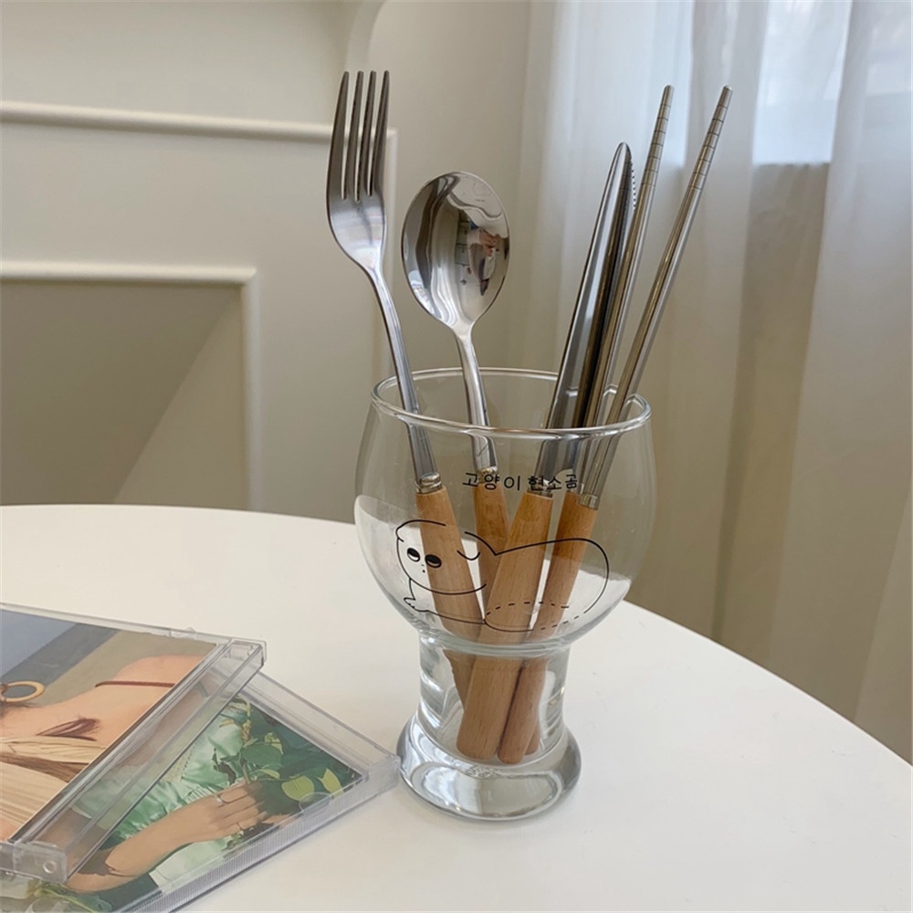 Đũa/ Muỗng/ Nĩa bằng thép không gỉ cán gỗ phong cách Nhật Bản