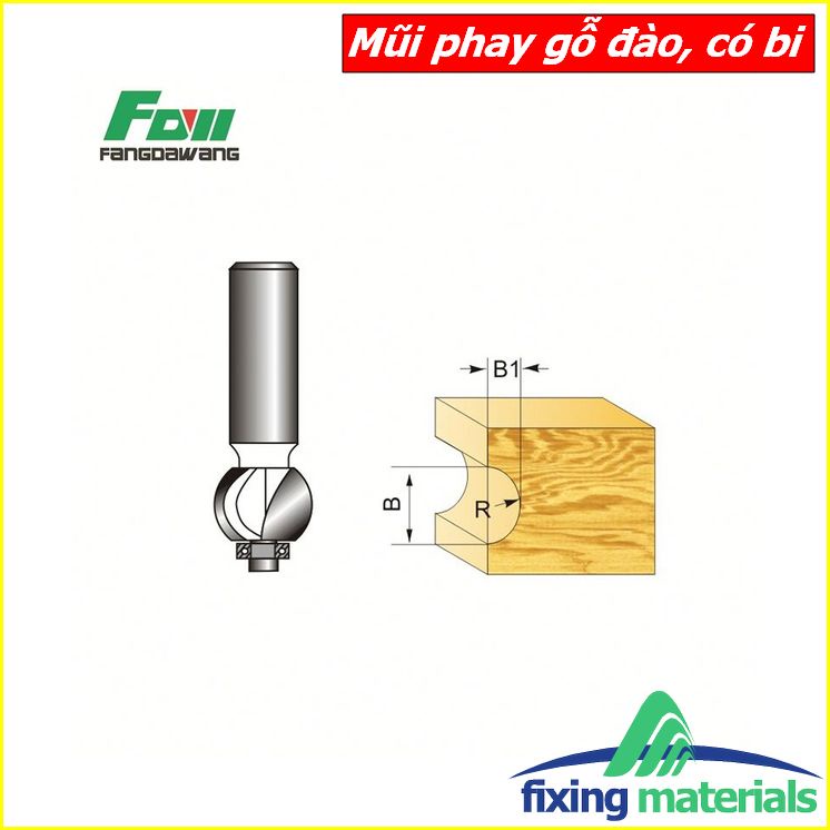 Mũi phay gỗ đào (có bi) cốt 12 ly (mũi router, dao phay gỗ, mũi soi gỗ)
