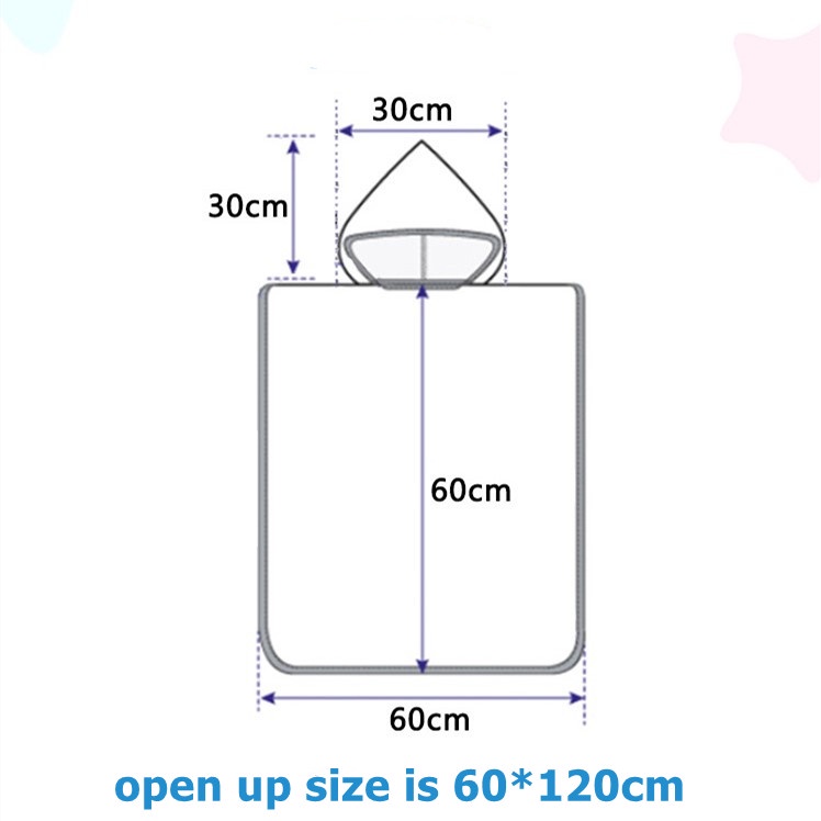 Khăn tắm dạng áo choàng có mũ trùm đầu họa tiết hoạt hình dễ thương kích thước 60*120cm tiện dụng cho bé