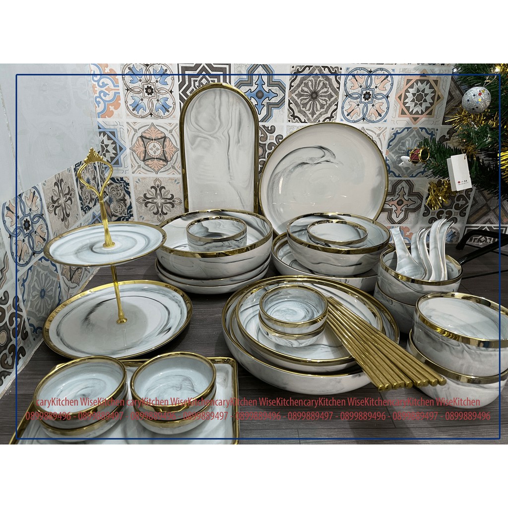 (HÌNH THẬT) BỘ CHÉN ĐĨA MÀU LOANG TRẮNG GỐM SỨ TRÁNG MEN VÂN ĐÁ PHONG CÁCH TỐI GIẢN BẮC ÂU (kèm ảnh thật + video)