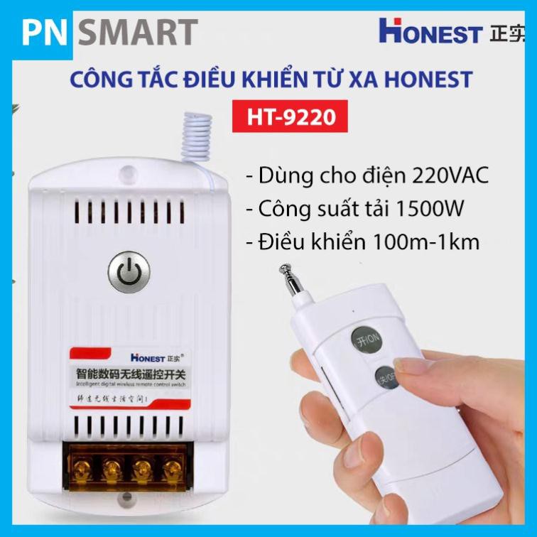 Công tắc điều khiển từ xa công suất lớn Honest HT-9220 dùng bật tắt máy bơm nước, điều khiển máy bơm nước từ xa