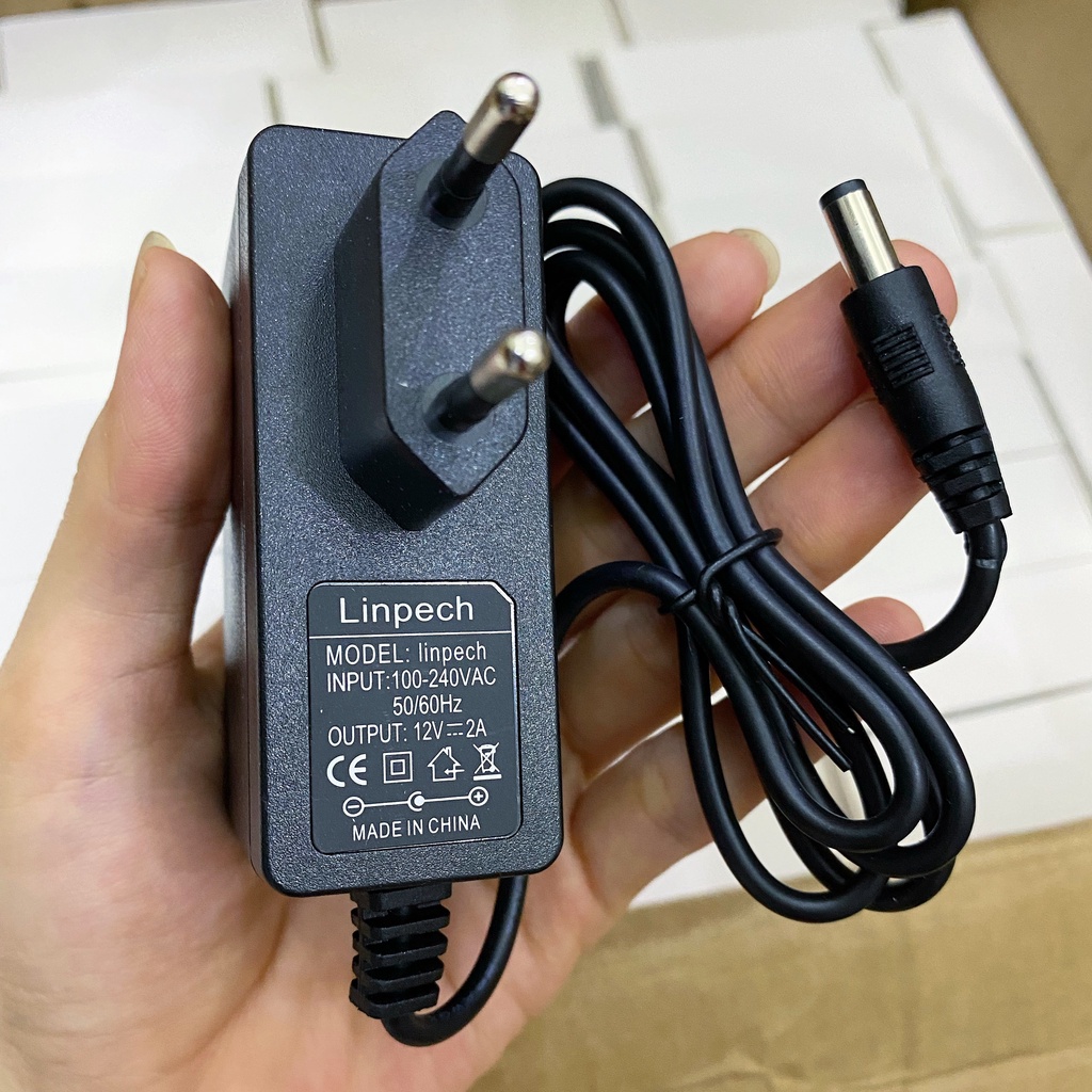 Nguồn 12v2A Chính hãng Linpech chân to cho camera , đầu thu k+, AVG