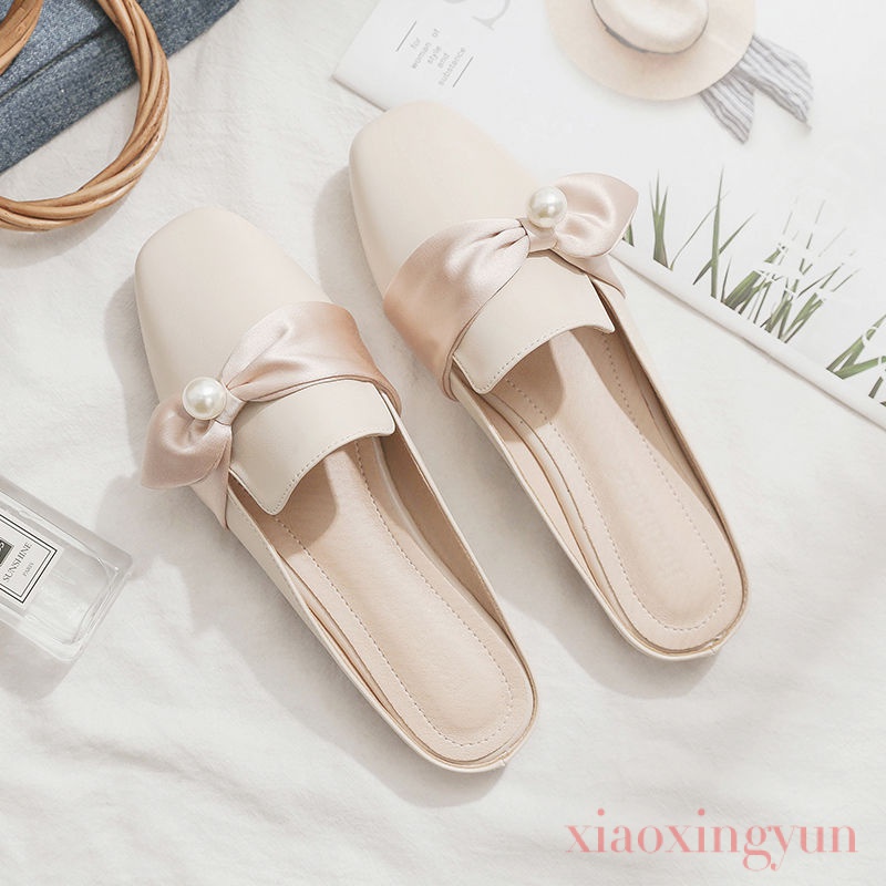 Giày bít mũi phối lông thời trang hàn quốc cho nữ