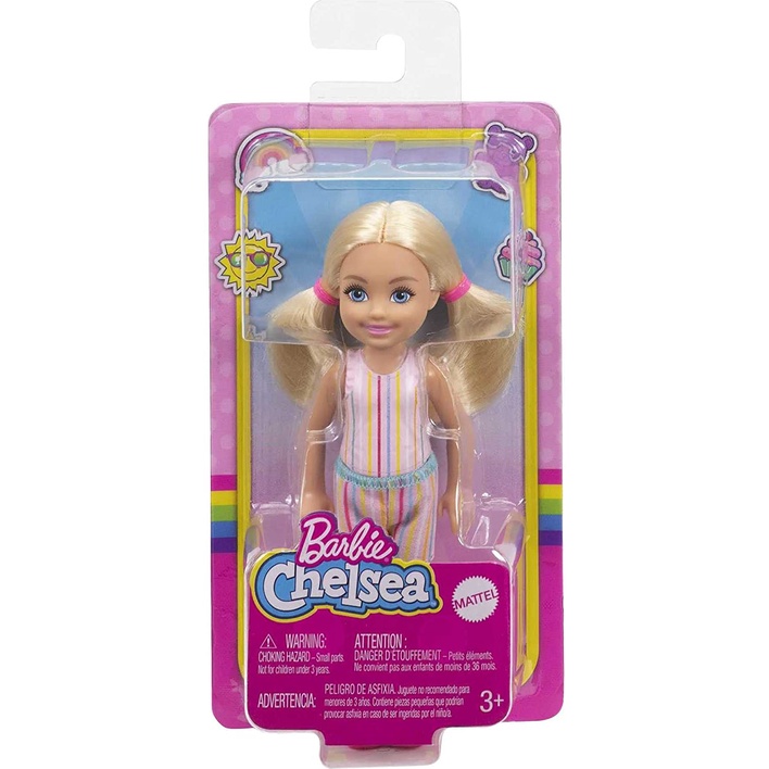 Búp Bê Barbie Club Chelsea Striped Print and Pink Boots