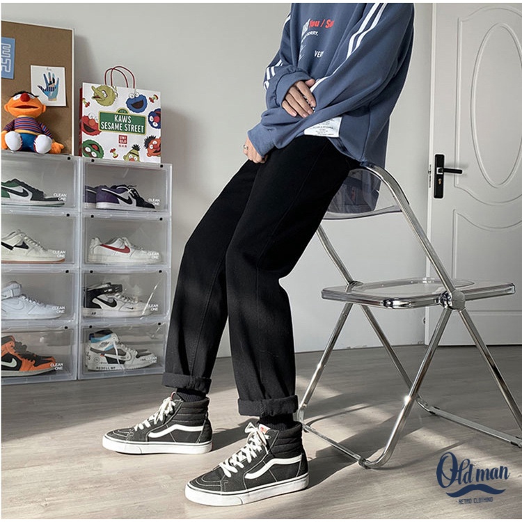 Quần Jeans Bò Nam Ống Suông, Quần Baggy Unisex Form Rộng, Phong Cách Hàn Quốc Vintage Retro OLDMAN
