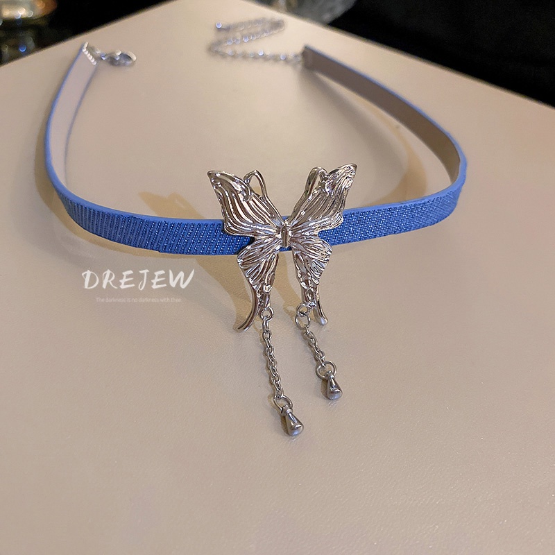 DREJEW Dây Chuyền Da Mặt Hình Bướm Phong Cách Âu Mỹ Thời Trang Cho Nữ