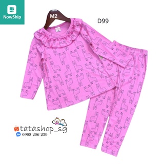 Đồ bộ bé gái size đại dài tay mặc ngủ thun borip xuất dư D99