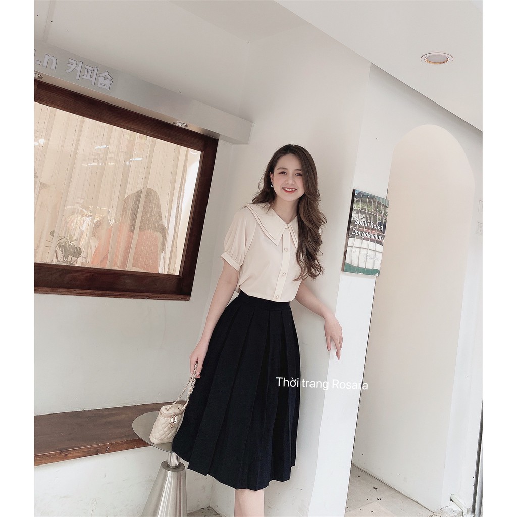 [Mã WASKT304 giảm 15% tối đa 30K đơn 99K] Áo sơ mi cổ xếp 2 màu trắng, be nữ Rosara AM26 | BigBuy360 - bigbuy360.vn