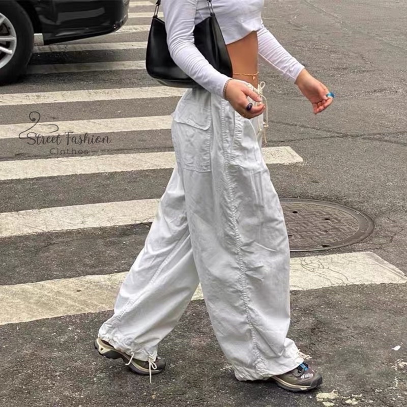 Quần suông cargo nữ dây rút eo thời trang cá tính, trending 2022