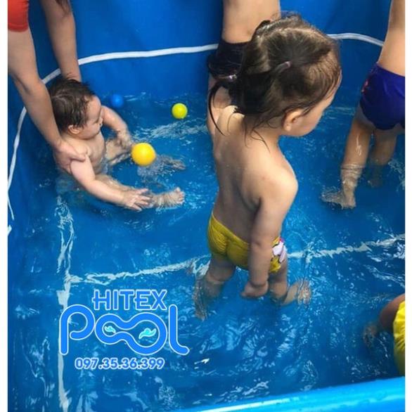 Bể bơi mini cho bé, bể bơi cho bé, bể bơi thanh kim loại, bể bơi lắp ghép kích thước 1x1x0.6m, bạt PVC 0.6mm