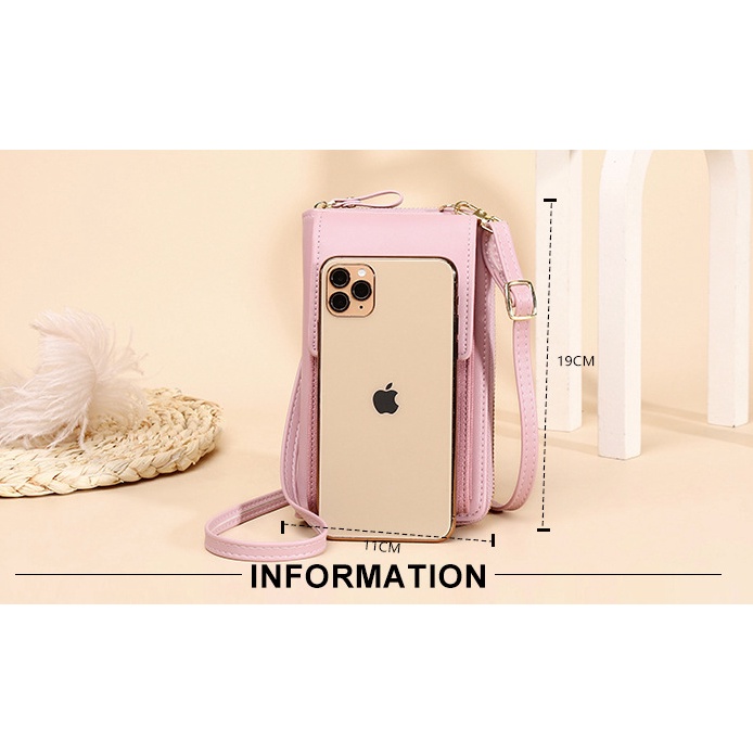 Túi Đeo Vai Đựng Điện Thoại Màu Trơn Phong Cách Hàn Quốc Dành Cho Nữ