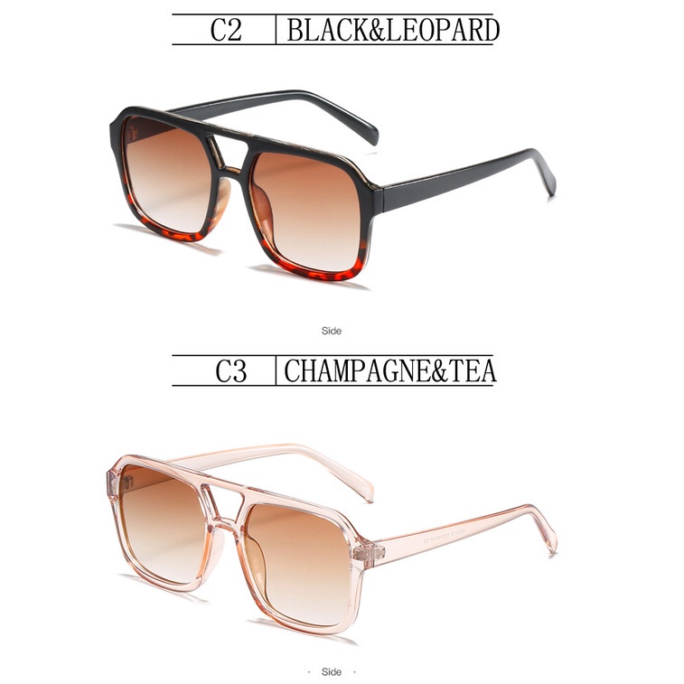 Kính Mát Thời Trang Tròng Đôi Tròng Màu Vàng Chống Tia UV400 JP5 Cho Nữ