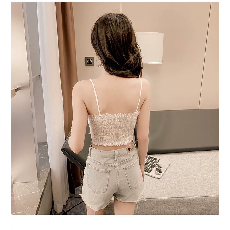 Áo Bra Nữ Dáng Croptop Ren Hoa Nổi Chun Lưng  20222 Siêu Hot
