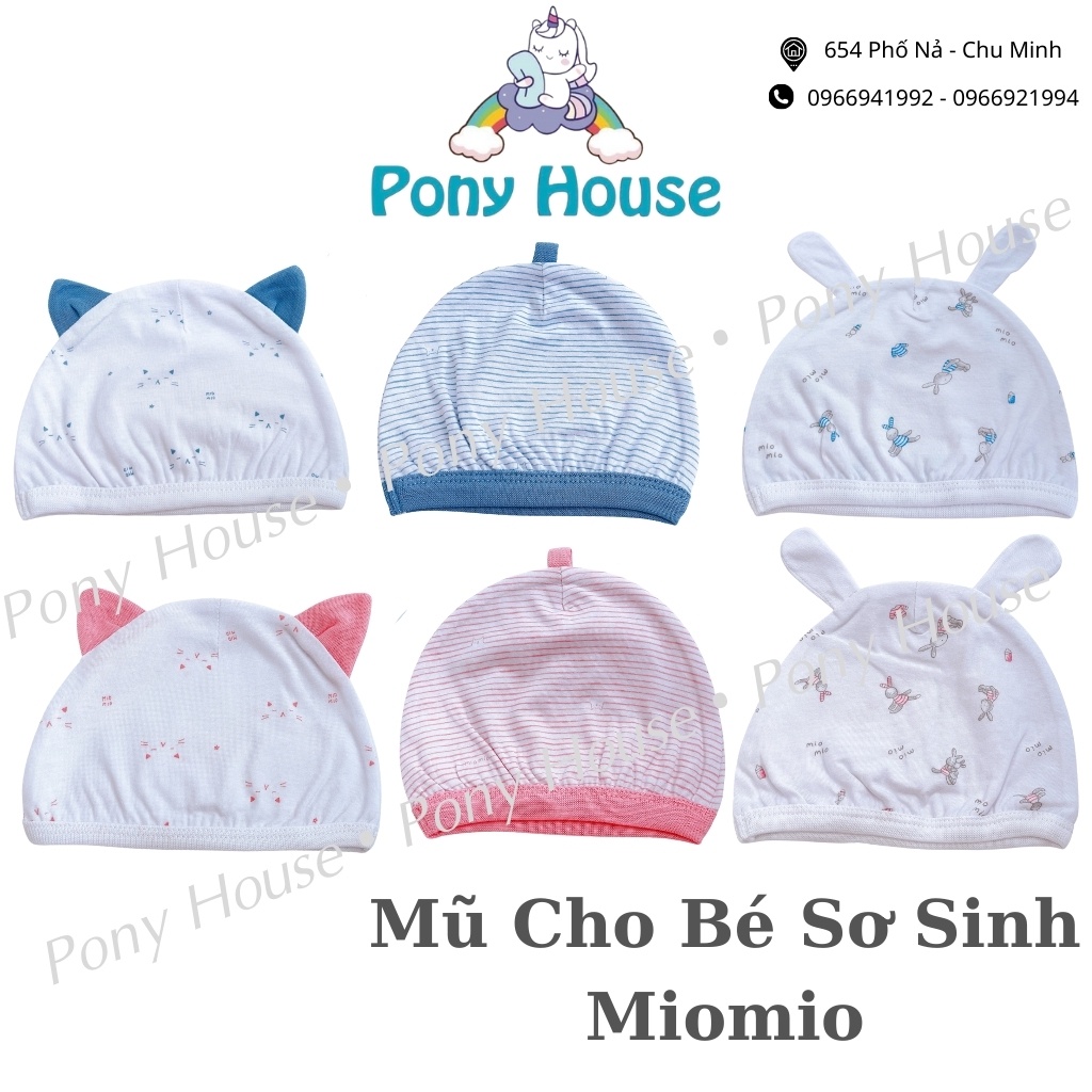 Mũ Sơ Sinh Miomio Chất Cotton Mềm, Mịn Cho Bé Trai, Bé Gái Sơ Sinh (1 Chiếc)