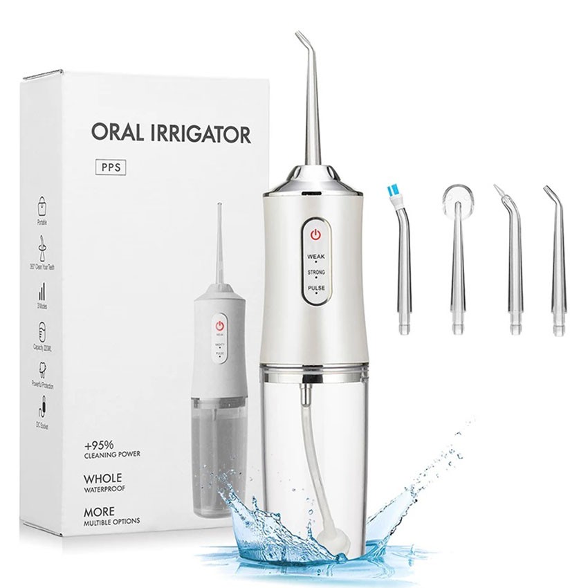 Máy Tăm Nước Cầm Tay Vệ Sinh Răng Miệng Oral Irrigator - Máy Vệ Sinh Răng Miệng 4 Đầu Chuyên Dụng