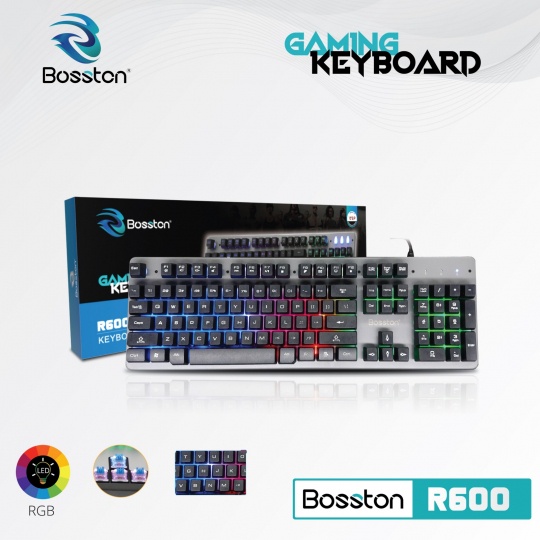 BÀN PHÌM GIẢ CƠ LED USB BOSSTON R600 CAO CẤP