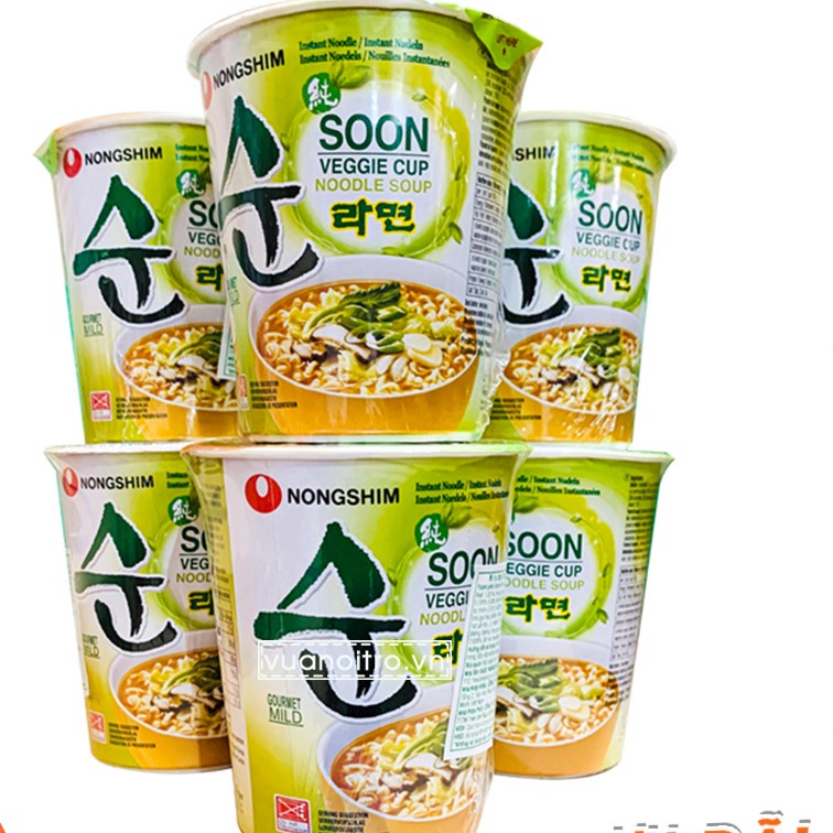 Thùng 12 Ly Mì chay Soon Veggie Nongshim 67g x 12ly