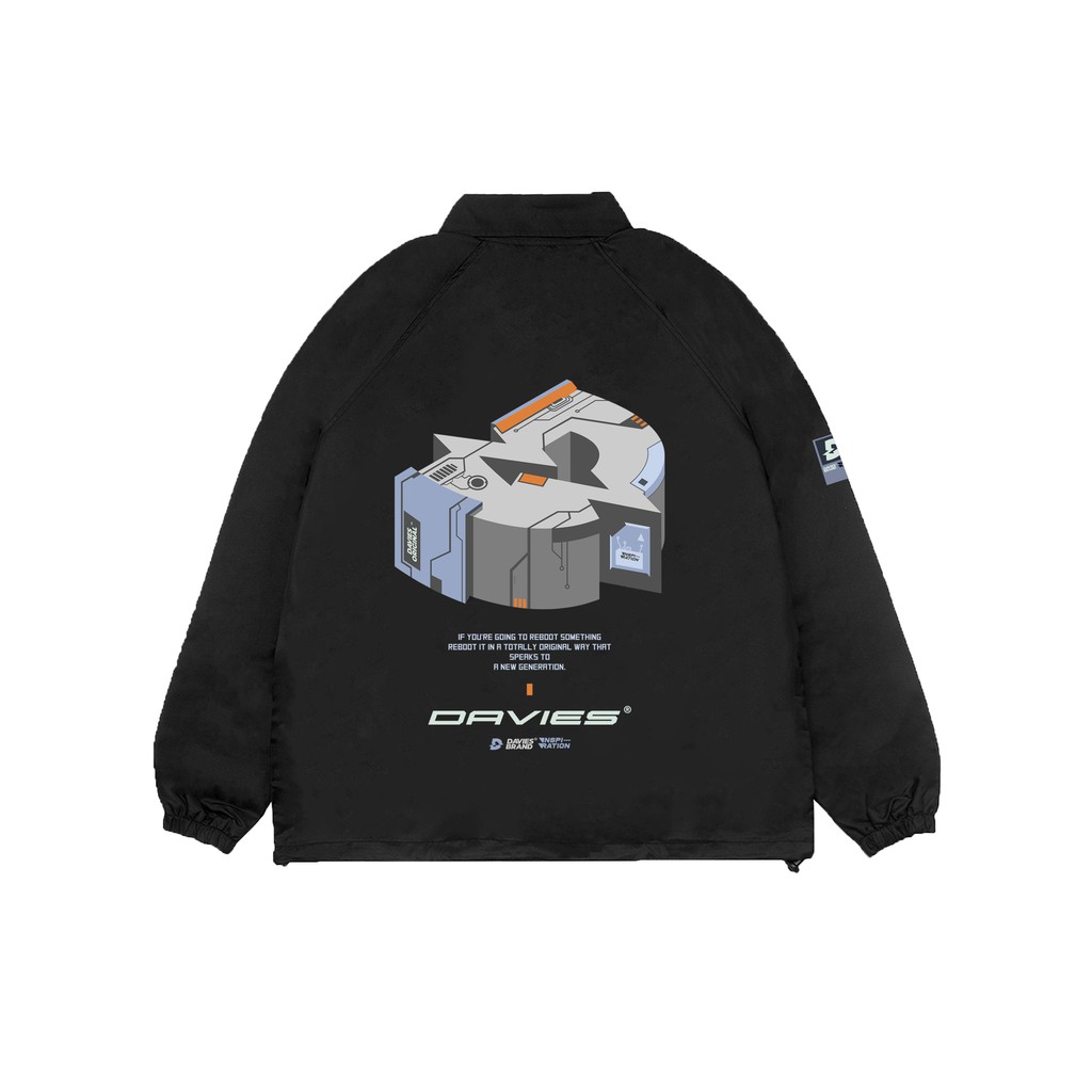 Áo khoác dù nam form rộng màu đen local brand Davies Reboot Logo Jacket