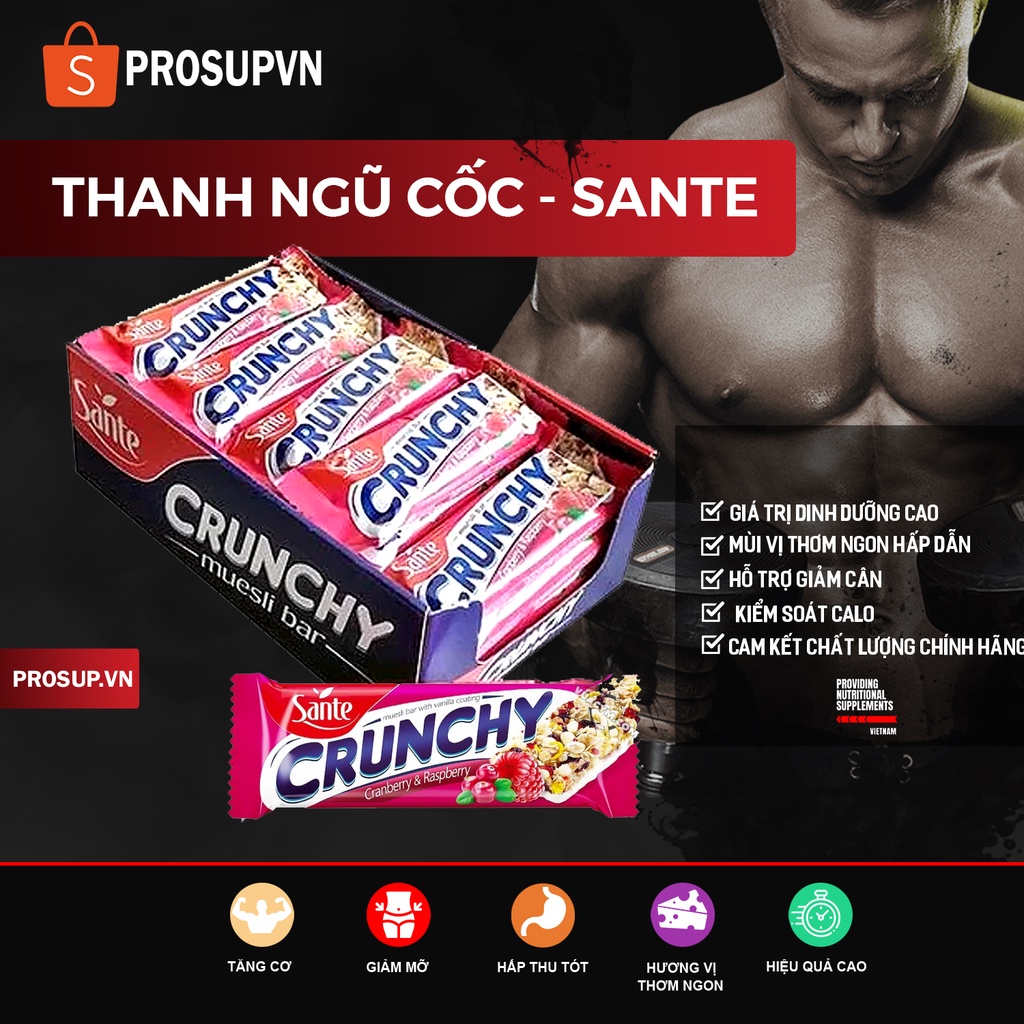 Protein Bar - Thanh ngũ cốc dinh dưỡng (40g) - CRUNCHY - Mùi vị thơm ngon hấp dẫn, hỗ trợ ăn kiêng, giảm cân ( BBE 6/22)