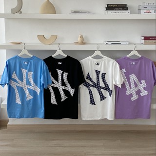 Áo Thun Cotton Ngắn Tay In Chữ Mlb Ny Cá Tính Cho Nam Và Nữ