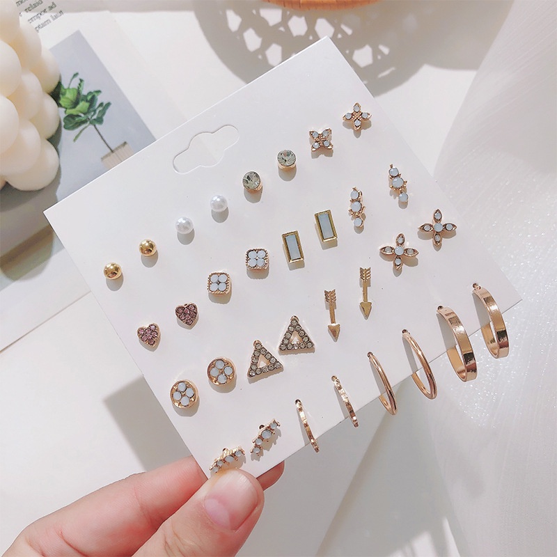 Set 20 đôi bông tai nhiều kiểu dáng xinh xắn thời trang cho nữ